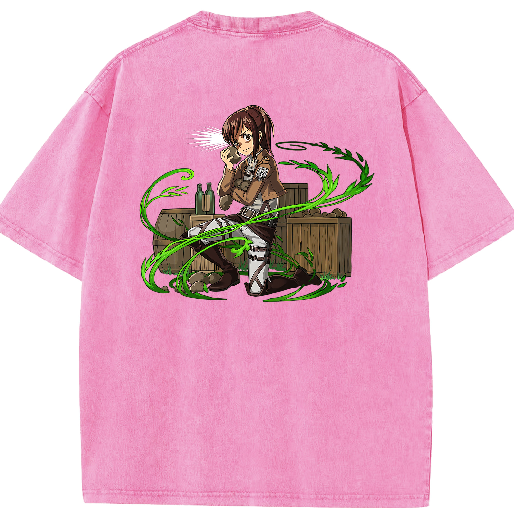 （画像用） 進撃の巨人 サシャ·ブラウス Attack on Titan Sasha Blaus 綿100% ヴィンテージ風 半袖Tシャツ（背面プリント）